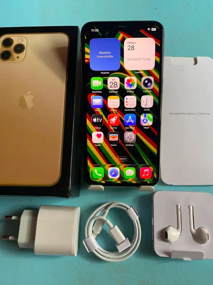 Iphone 11 pro max  256gb gold inter all operator fulset mulus no minus