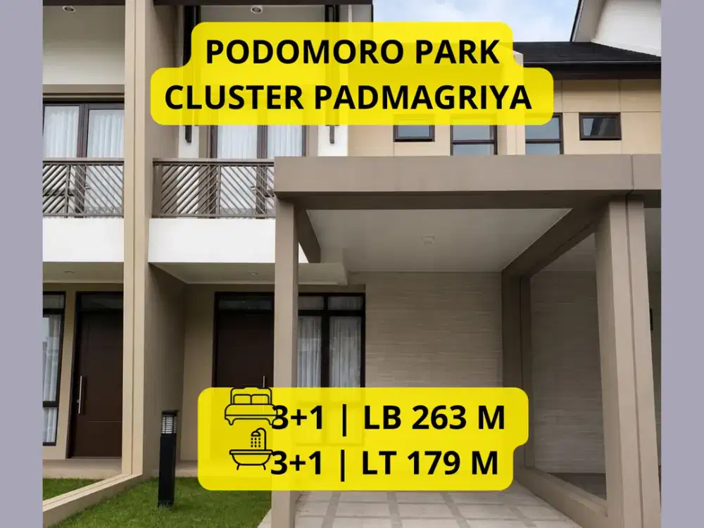 DIJUAL RUMAH – PODOMORO PARK CLUSTER PADMAGRIYA BANDUNG  LT 66 m² | LB 58 m² | 2 KT | 2 KM | SHM