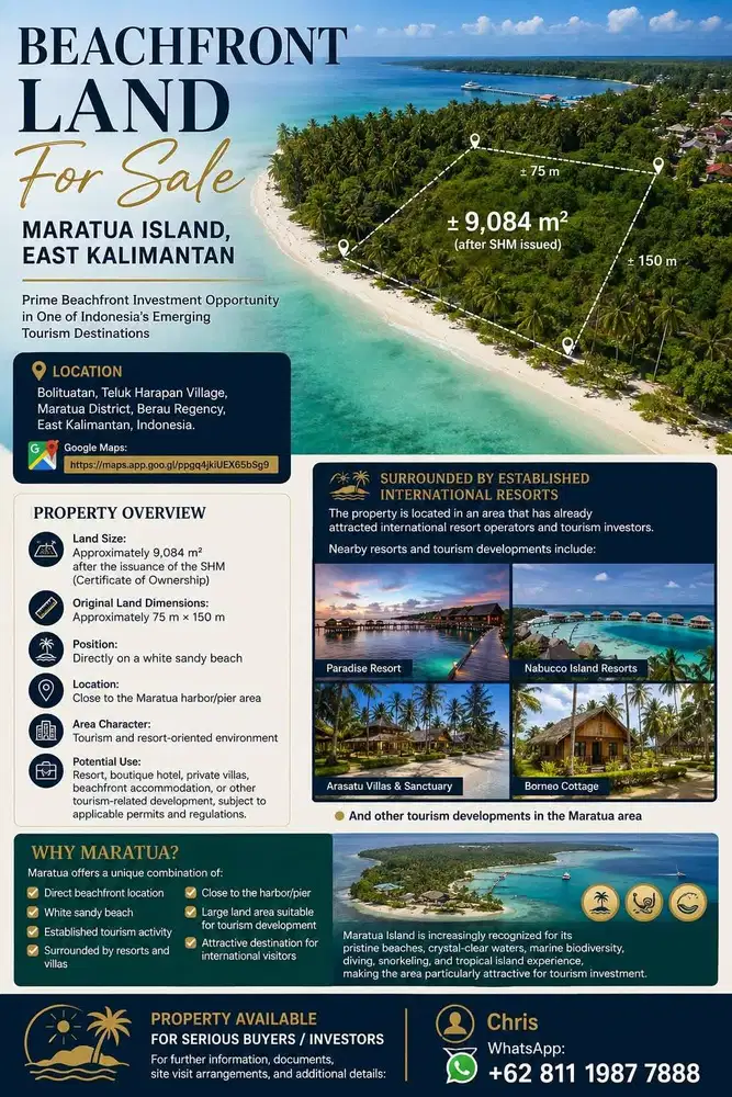 Tanah Premium di Tepi Pantai di jual /Premium beachfront land for sale