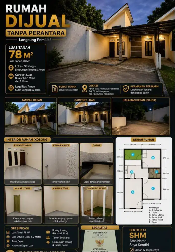 Rumah Cantik dan Terawat, 1 Lantai, Siap huni dari tangan pertama