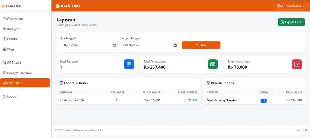 Aplikasi kasir FnB