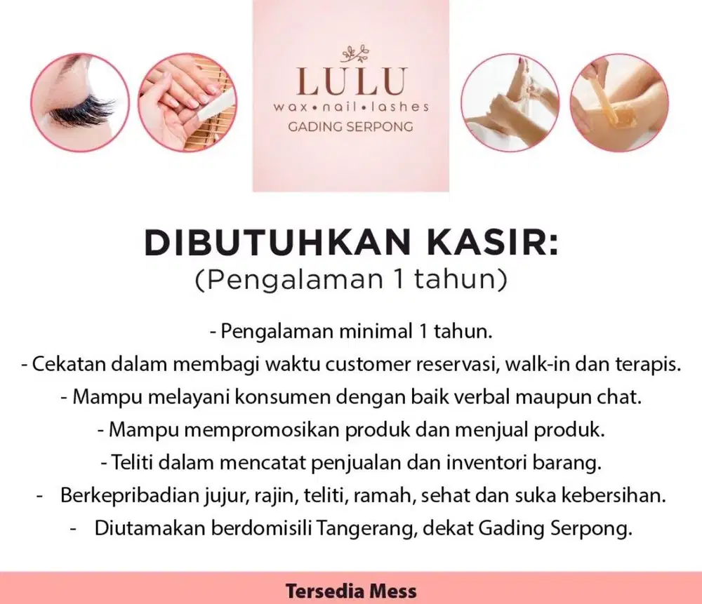 Dibutuhkan Kasir Pengalaman