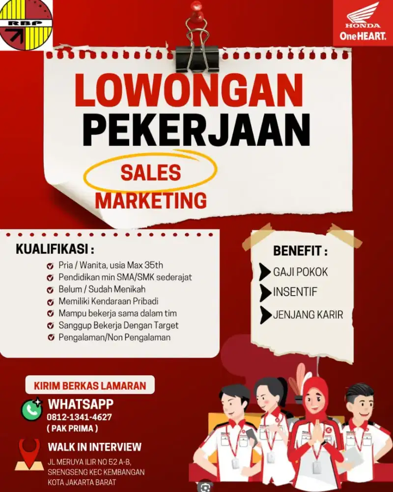 Dibutuhkan Sales Marketing dan Sales Digital Marketing