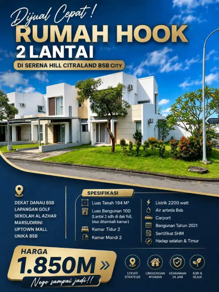 DIJUAL 2LT VIEW HOOK SERENA HILS CEPAT SEGERA