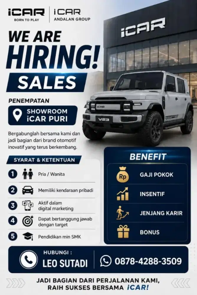 Dicari Sales Mobil Icar