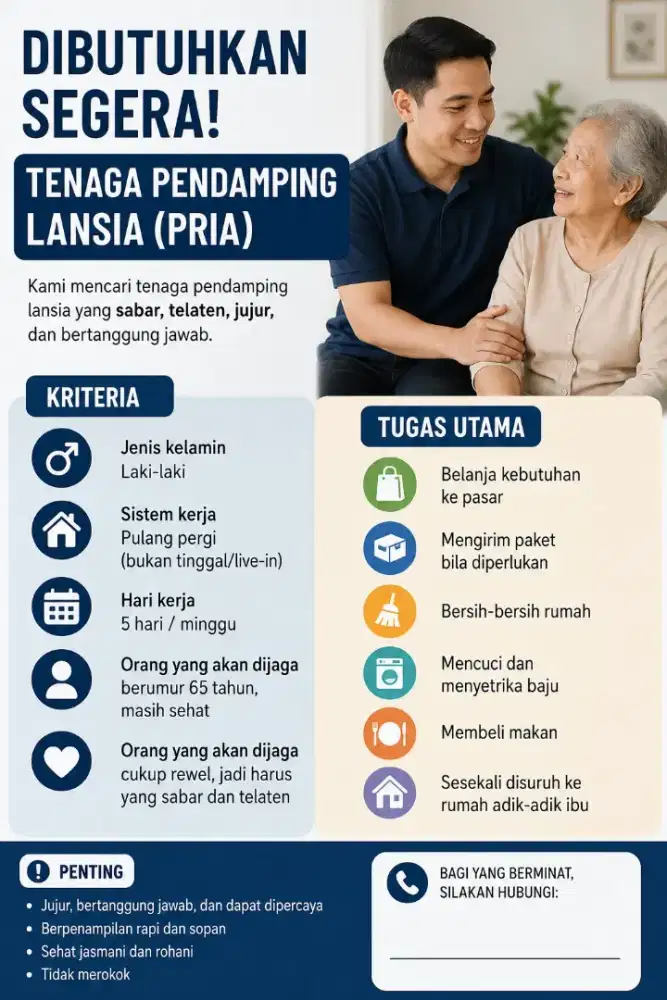 ART Laki-laki untuk penempatan di Ancol Mansion
