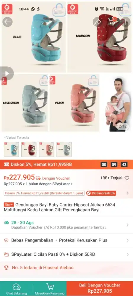 Baby Carrier kondisi 98%