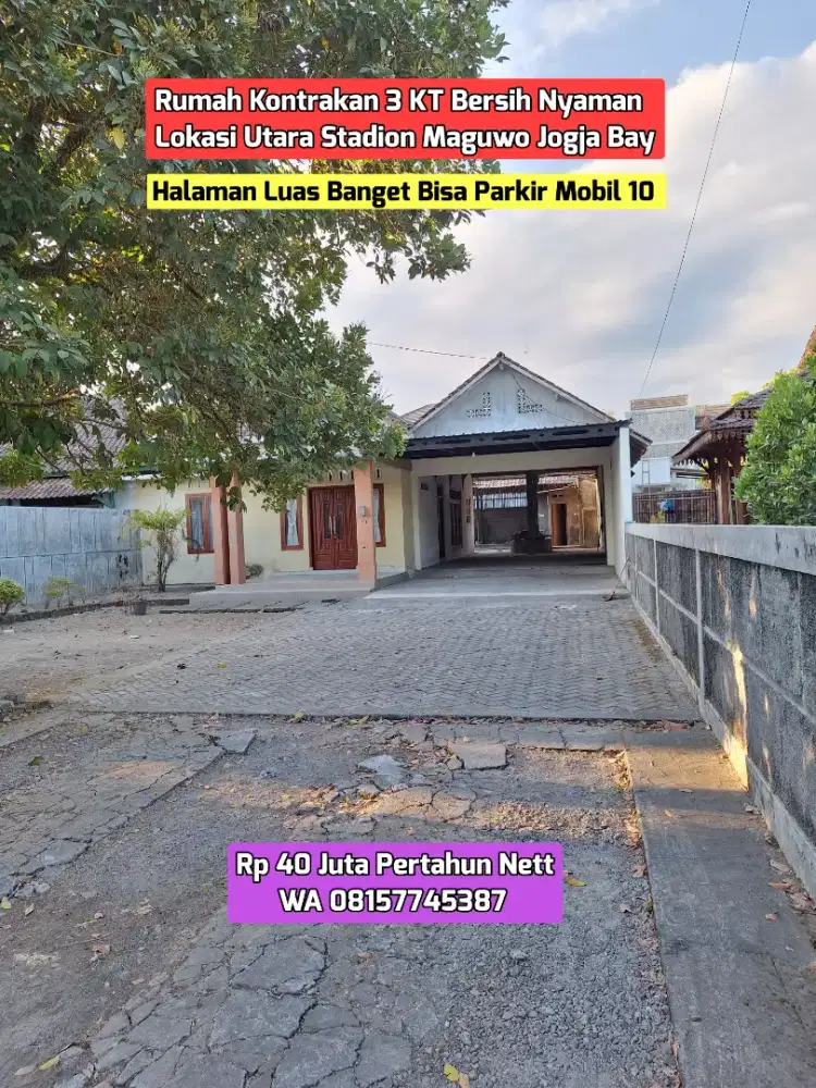 RUMAH HALAMAN LUAS BANGET MAGUWO UTARA STADION PARKIR 10 MOBIL 40JUTA