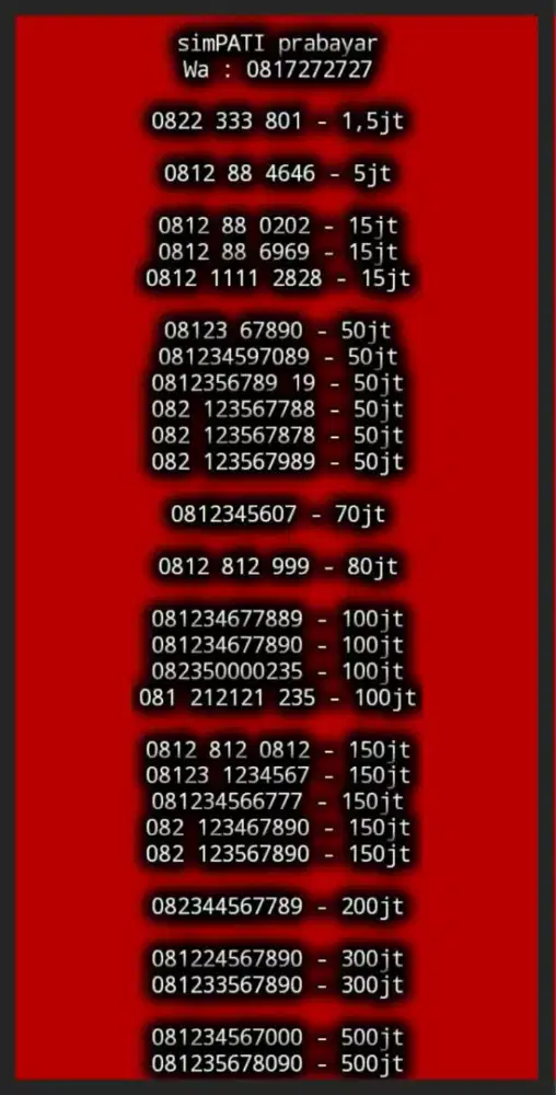 nomor cantik koleksi simpati