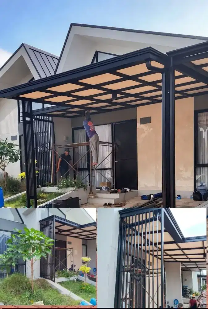 Kanopi besi hollow Galvanis atap alderon