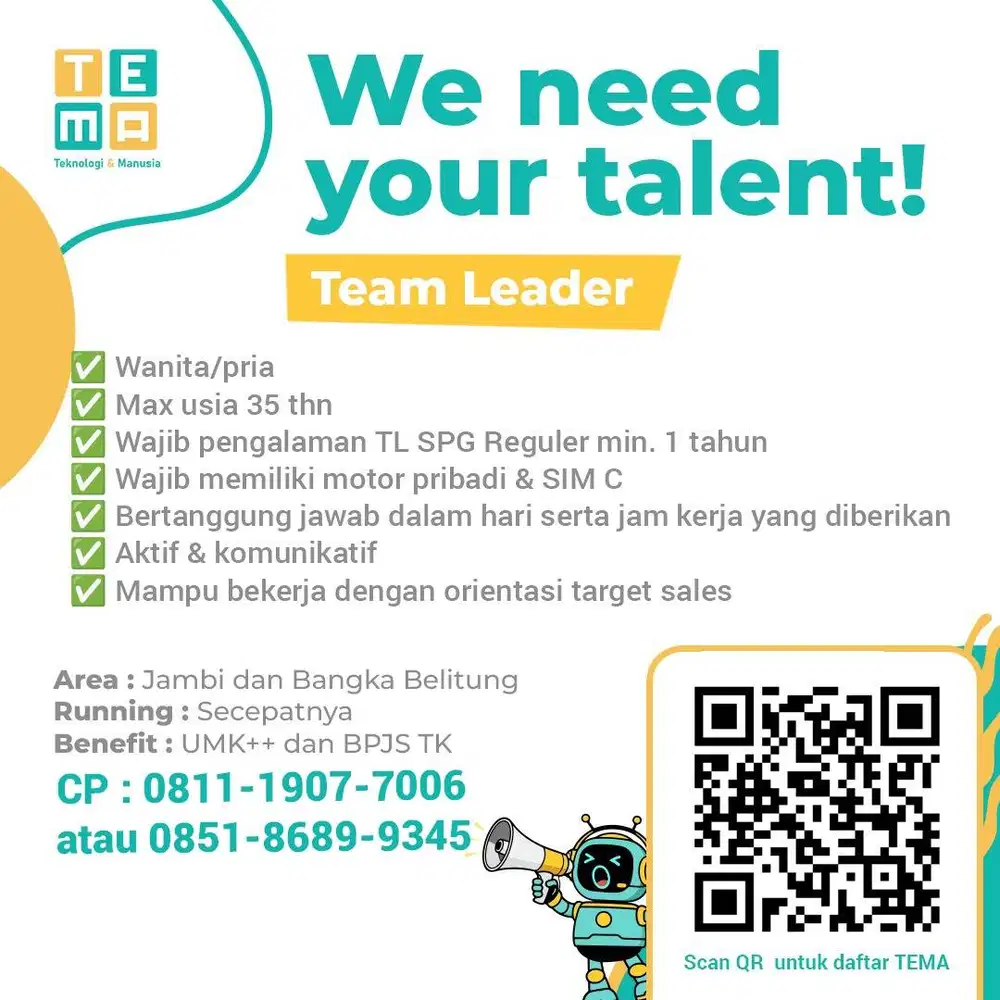 Team Leader (TL) Horeca Area Jambi dan Bangka Belitung