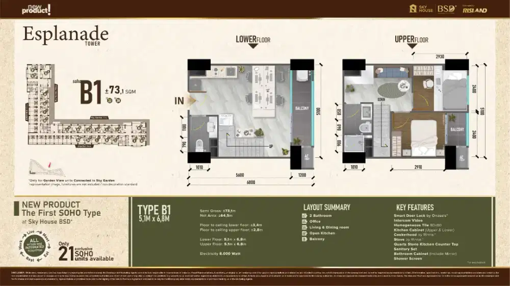 SOHO Duplex 2 lantai di samping Mall AEON BSD