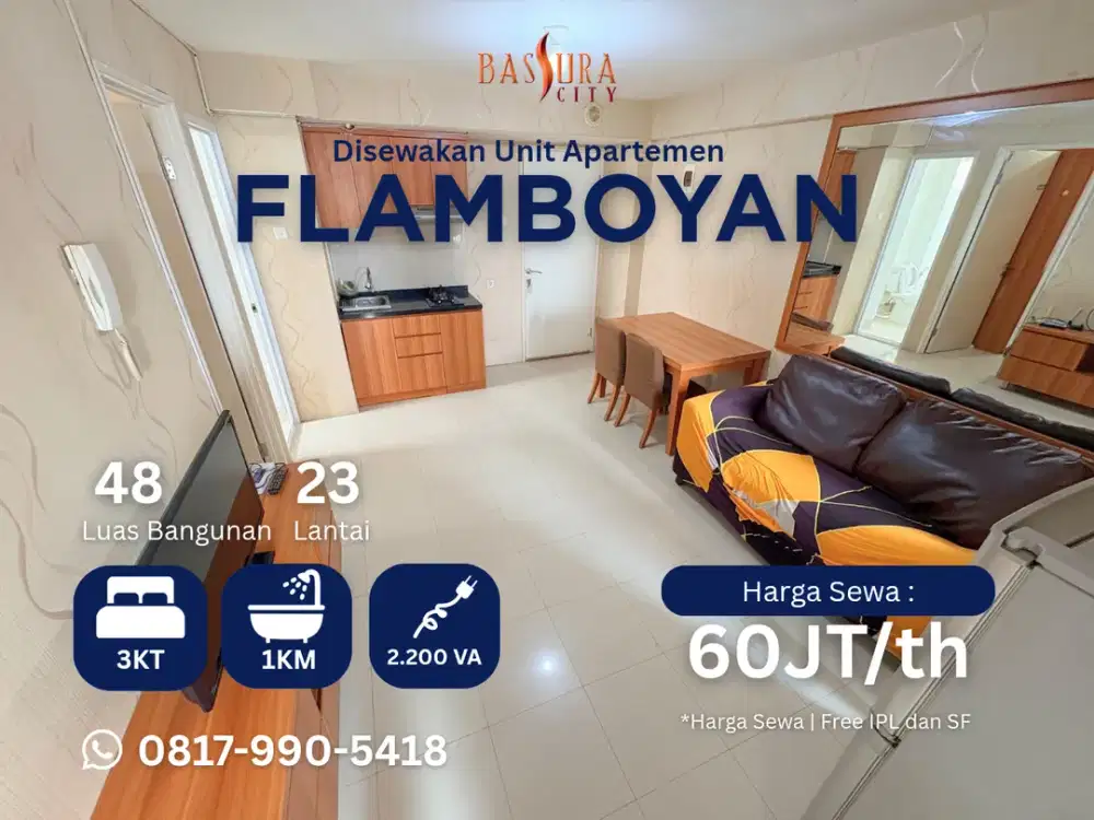 Sewa 3BR tahunan apartemen Bassura City 50jt free IPL