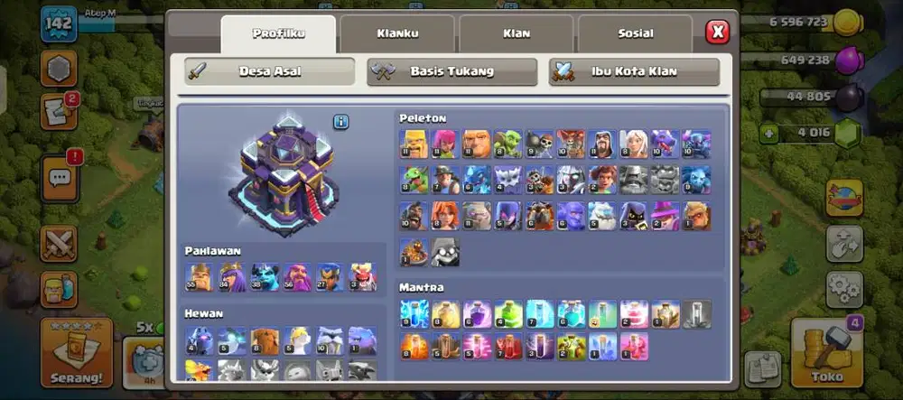 Akun coc town hall level 15