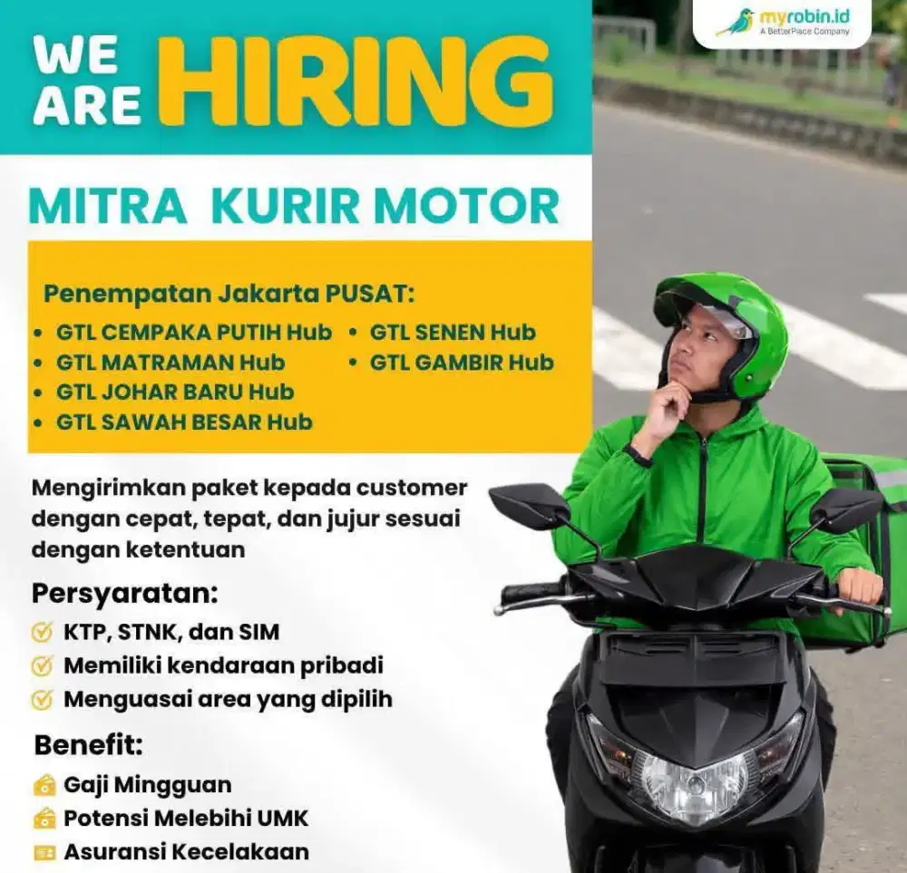 loker kurir motor GTL no SIM jakarta pusat