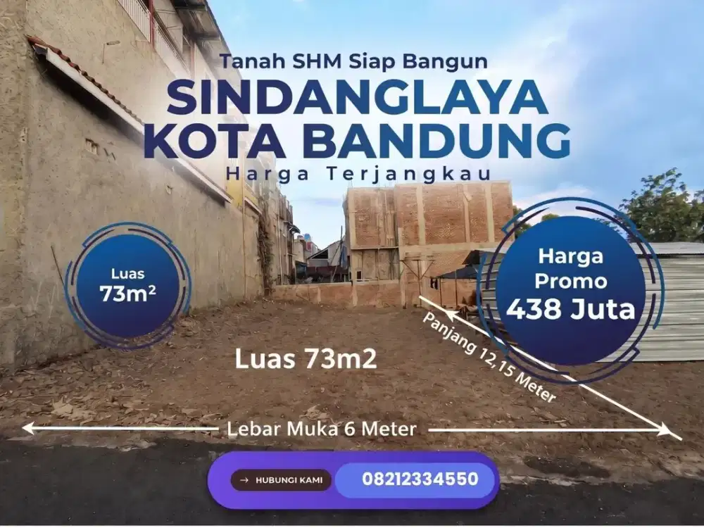 Tanah SHM 73 m2 Sindanglaya Bandung 5 Menit Jalan AH Nasution