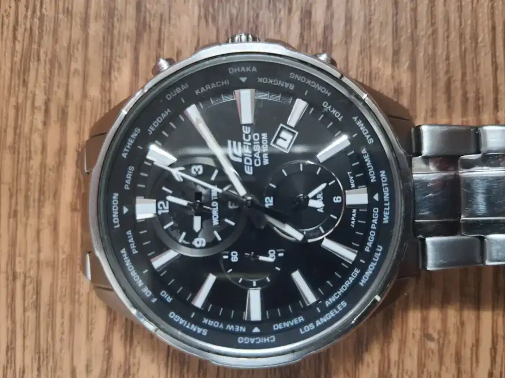 Casio EDIFICE Dual Dial World Time EFR - 304 DY S Steel Watch WR 100M