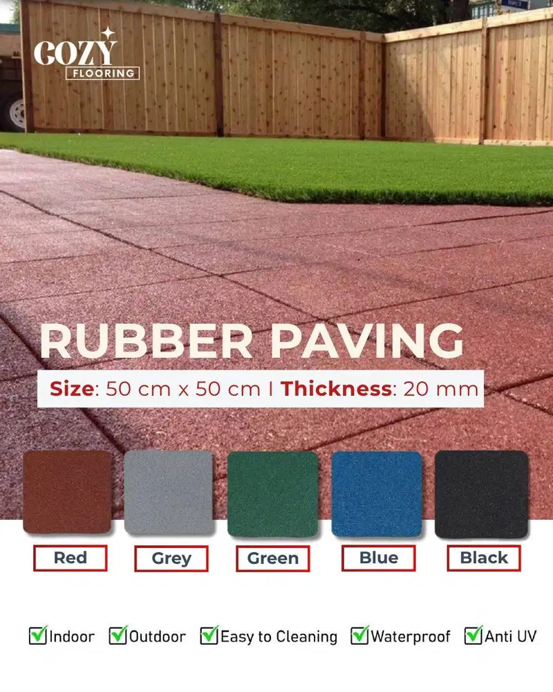 Rubber Tile Mat Paving Maxive 50cm x 50cm / Rubber Paving Outdoor