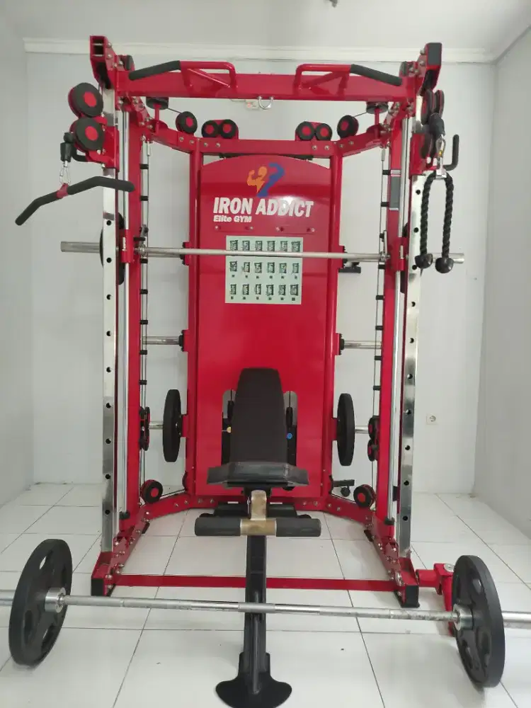 Home Gym SmithMachine 4in1 IronAddict Bench Cable Crossover Squat Rack