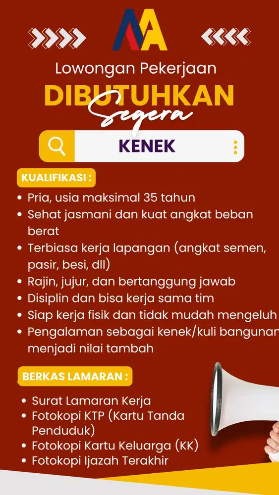 DIBUTUHKAN SEGERA KENEK