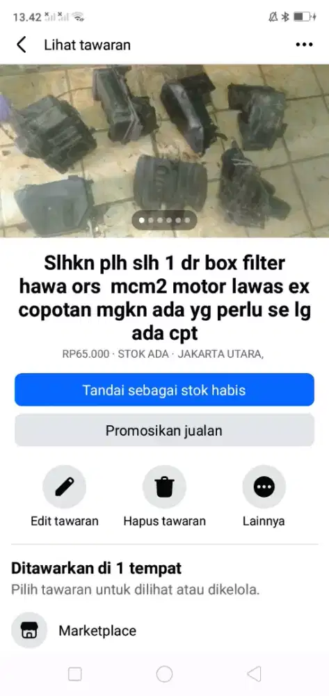 Slhkn plh slh 1 dr box filter ors utk mcm2 motor lawas kond bgs murah2