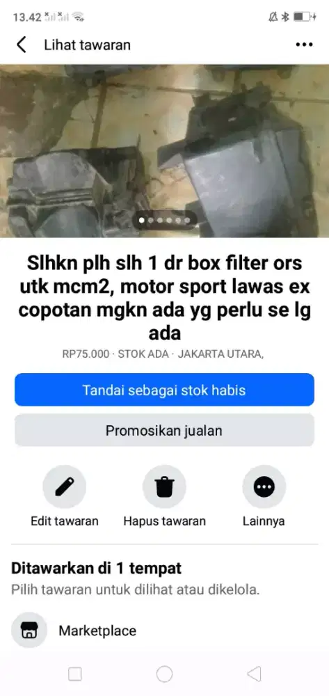 Slhkn plh slh 1 dr box filter ors utk mcm2 motor lawas kond bgs murah