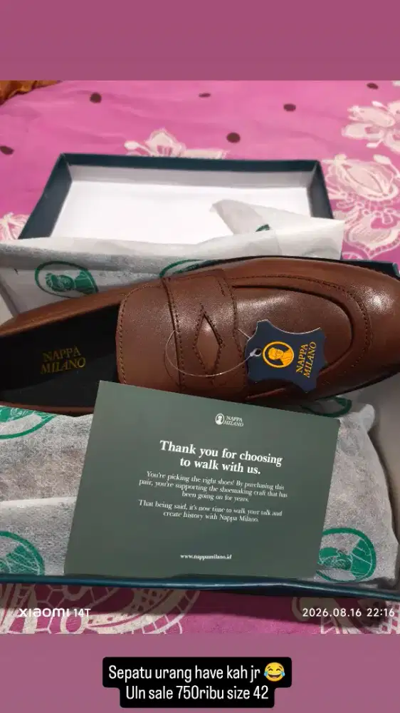 Sepatu Kulit Pria Blake Penny Loafers Brown Nappa milano Size 42 New