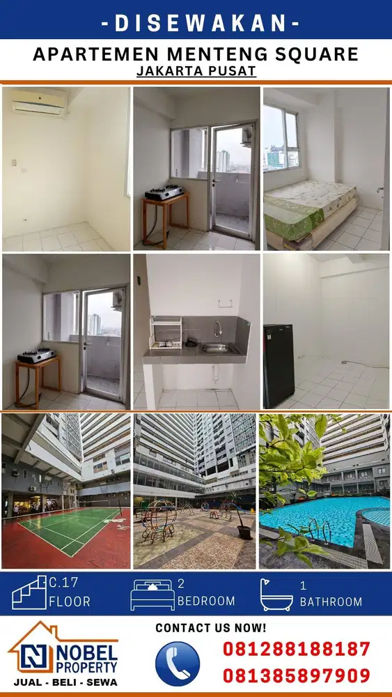 Disewakan Apartemen Mentes 2BR Semi Furnished Jakarta Pusat