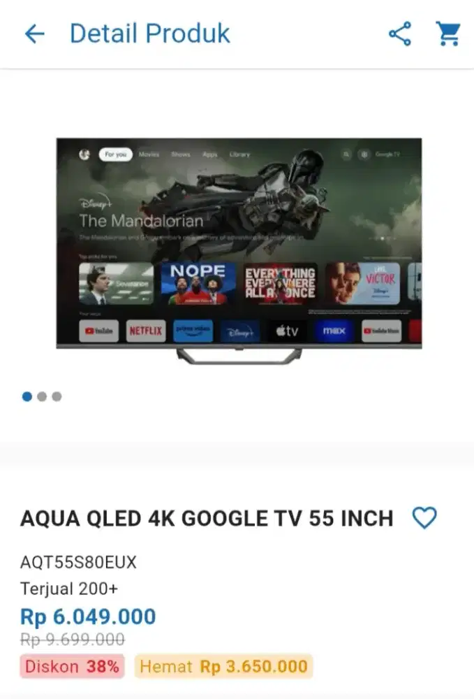 CICILAN AQUA QLED 4K GOOGLE TV 55 INCH