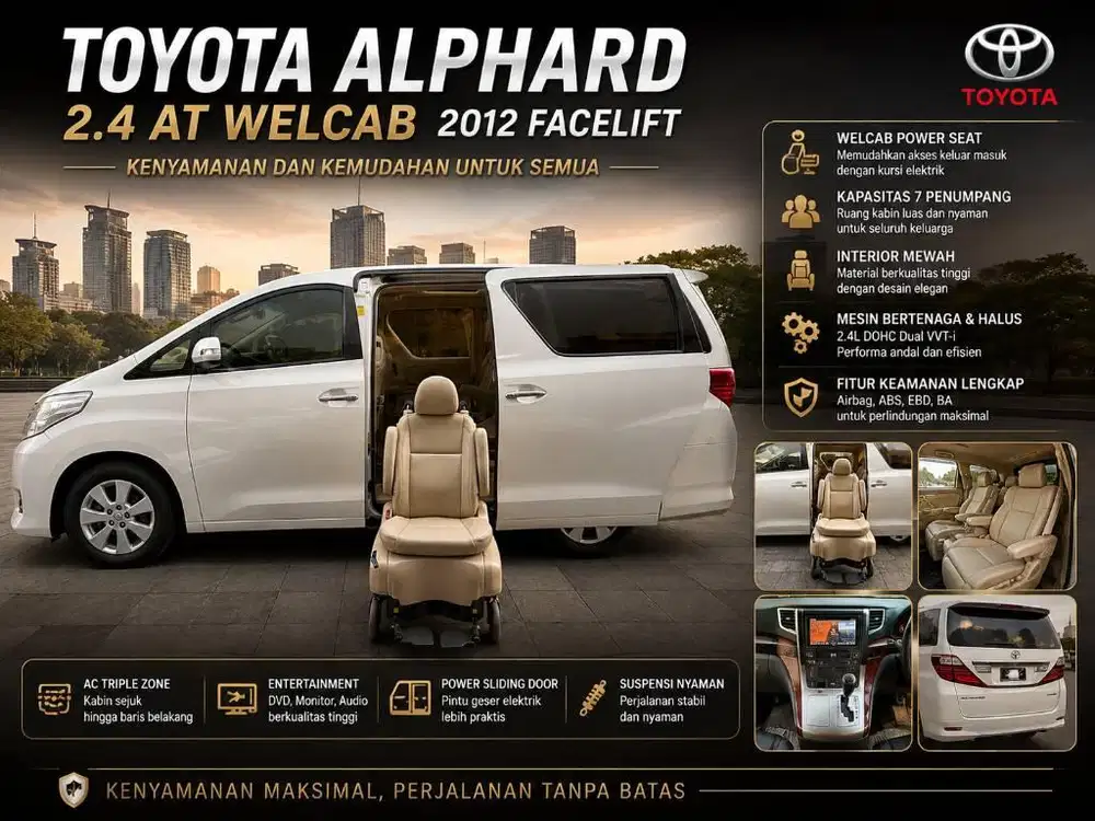 Alphard 2.4At Welcab (ada kursi roda) 2012/2013 Facelift