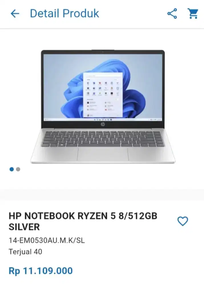 CICILAN LAPTOP HP NOTEBOOK RYZEN 5 8/512GB