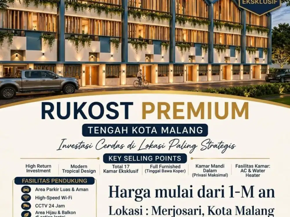 Rumah Kost Kota Malang Full Furnished Jaminan Okupansi Tinggi