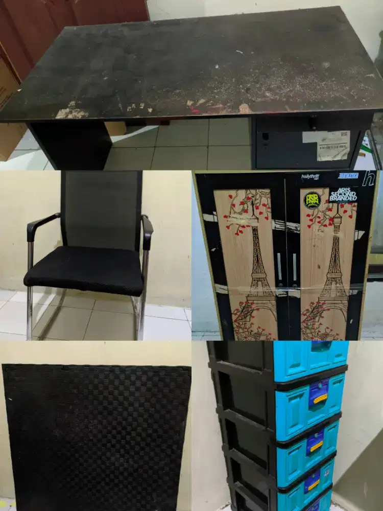 Meja, Lemari, Laci Plastik, Kursi Kerja, Matras Persegi