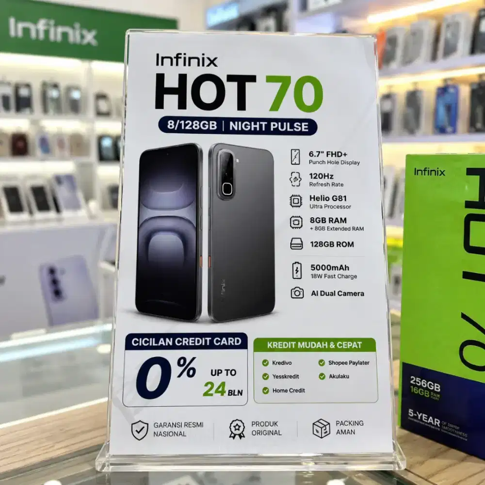 Infinix Hot 70 8/128 night pulse (baru)/msi cicilan credit card 0%