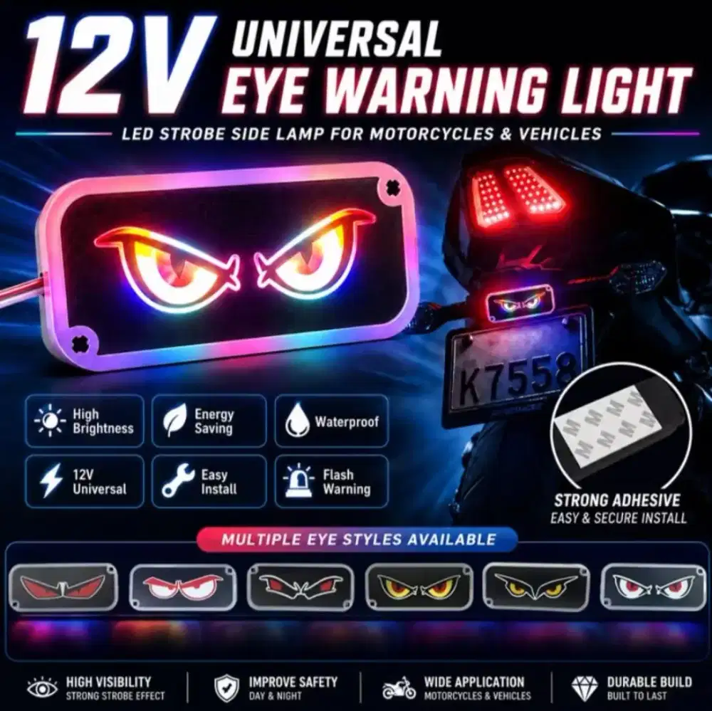 Lampu peringatan Led kedip 12V DC