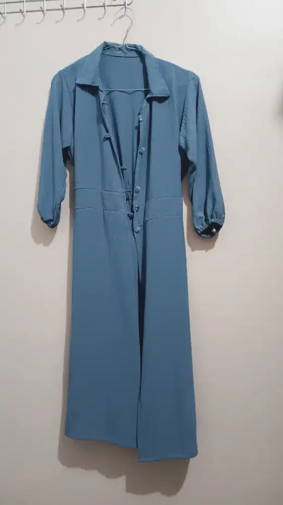 Tunik Outer Crincle Biru Atasan Wanita