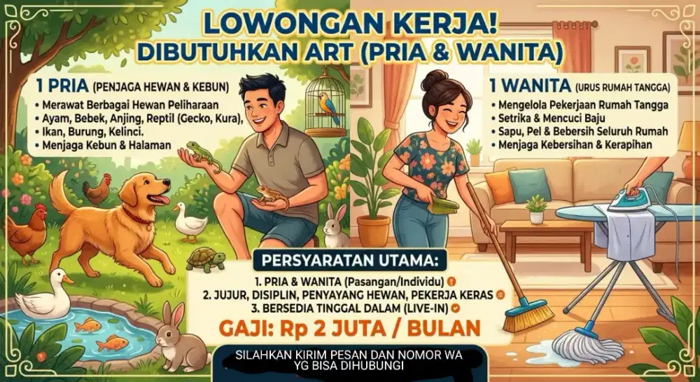 Lowongan kerja ART Pria dan Wanita