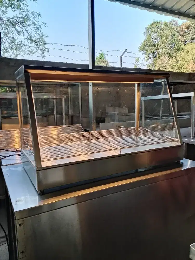 warmer 100 cm pemanas fried chicken full stainless berikut meja