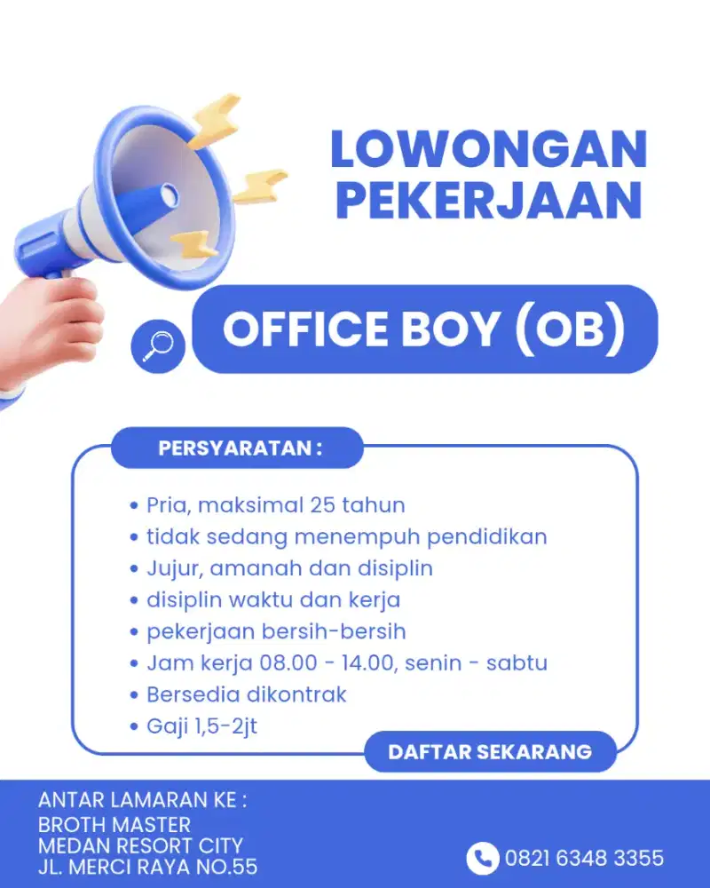 Lowongan Kerja Office Boy/Girl - Cleaning Service