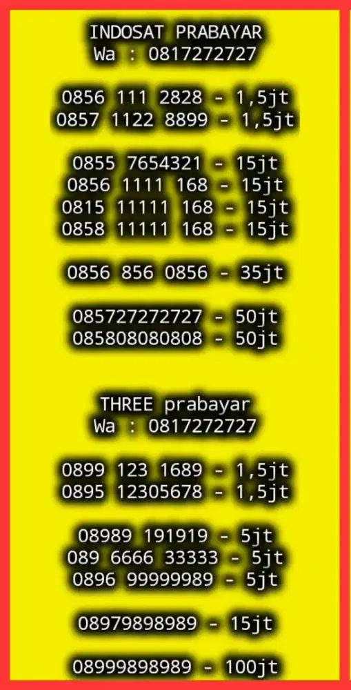 nomor cantik koleksi Indosat