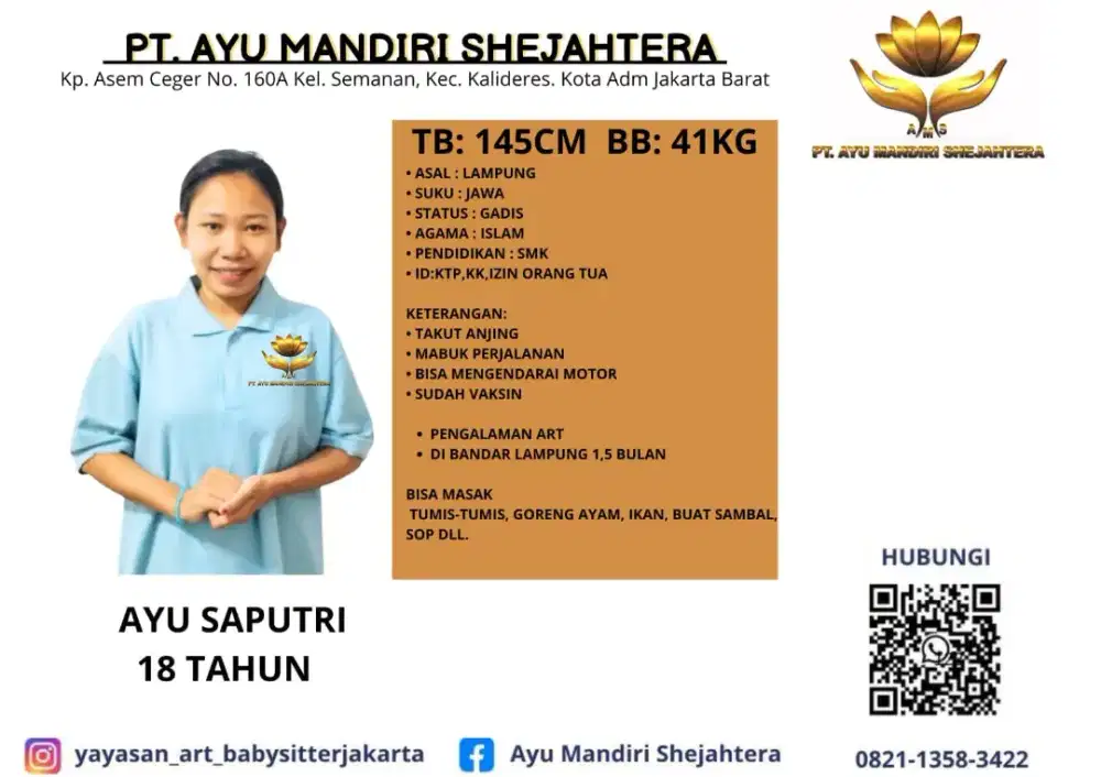 PT AYU MANDIRI SHEJAHTERA Tenaga kerja ART dan suster bergansi