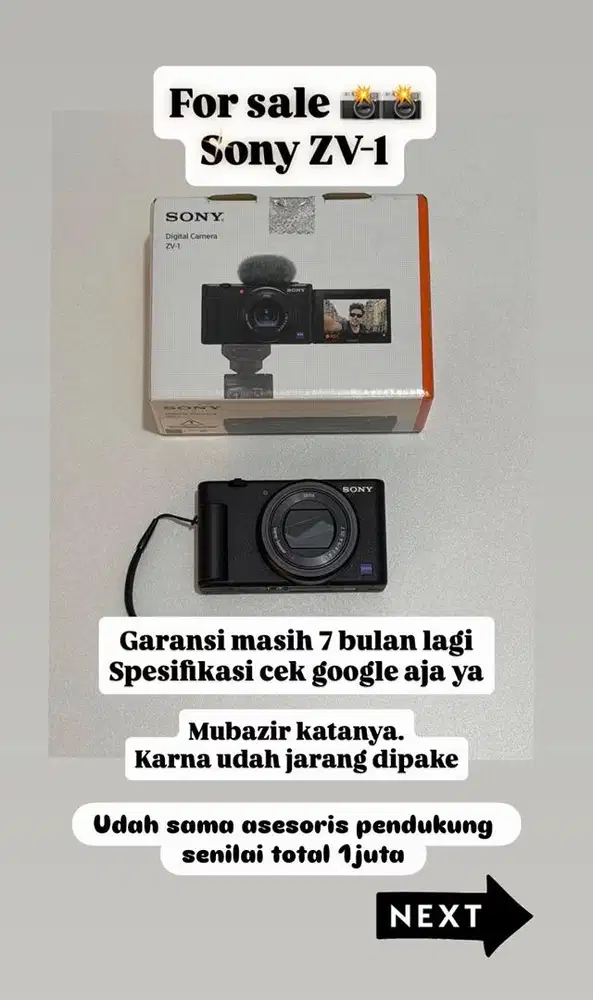 Sony ZV1 Like New garansi 7 bulan lagi