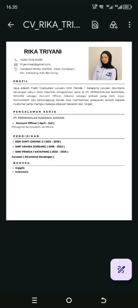 Saya cari kerjaan sesuai kemampuan saya