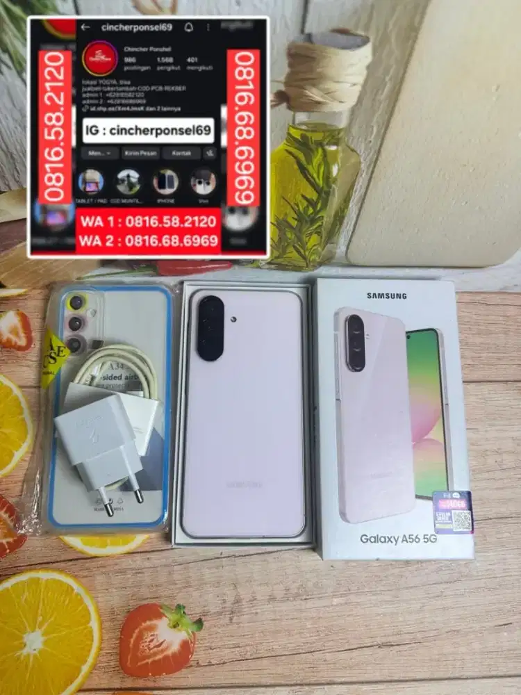 Jual hp SAMSUNG A56 5g 12/256 istimewa grns on free adaptor n case