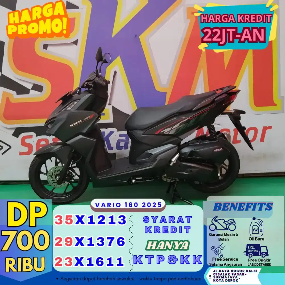 Promo Cicilan DP 700rb Honda Vario 160 th 2025 cash/credit