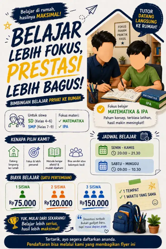 BIMBINGAN BELAJAR PRIVAT KE RUMAH