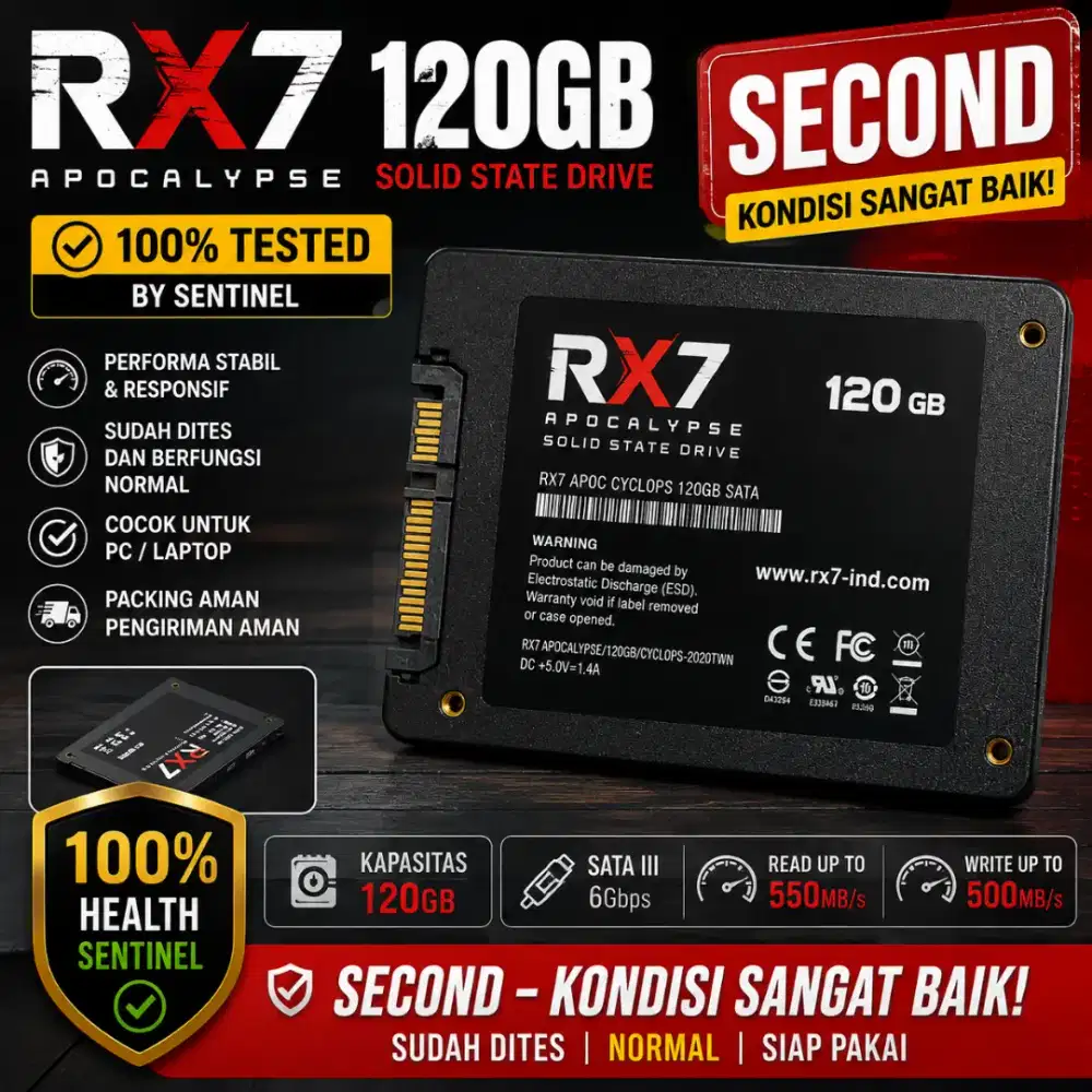 SSD SECOND  RX7 Apocalypse 120GB SATA III | Sentinel Health 100%