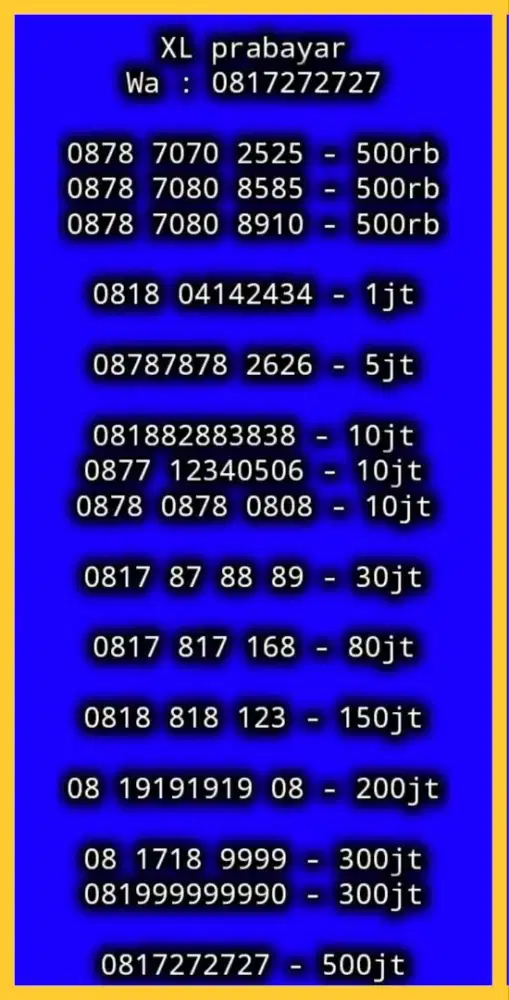 nomor cantik koleksi xl prabayar