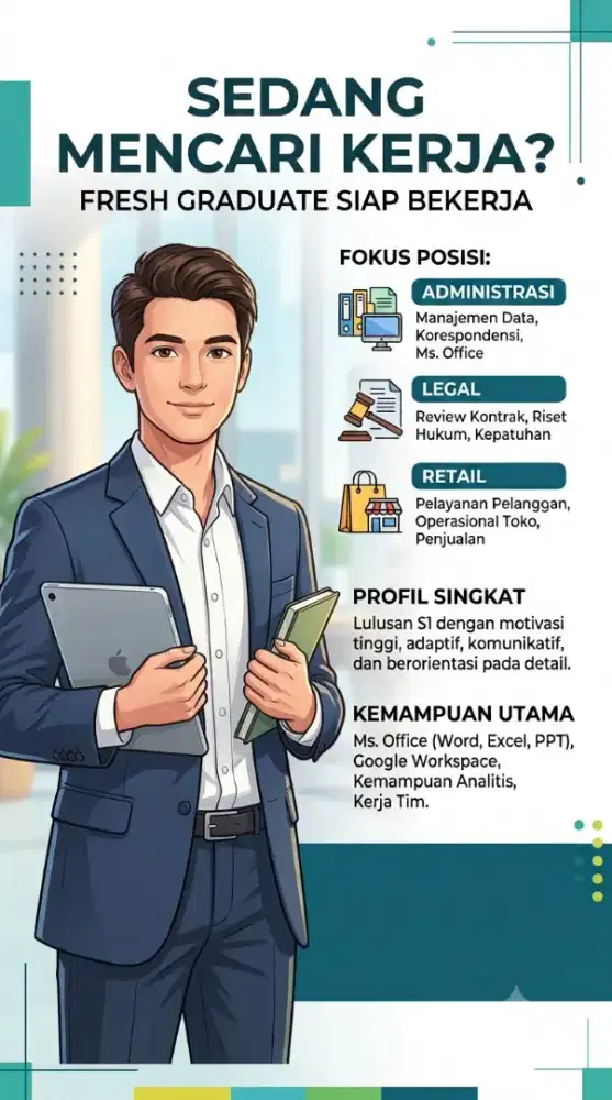 Cari Kerja di bidang Administrasi, Legal, atau Retail
