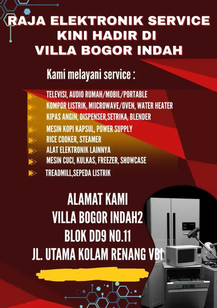 Jasa Servis Elektronik di villa Bogor indah